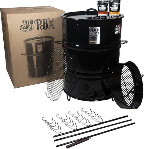 الحزمة الكلاسيكية لطباخ البيت باريل - مدخن طبل مقاس 18.5 بوصة | شواية شواء من الفولاذ المطلي بالبورسلين | تتضمن 8 خطافات، و2 قضبان تعليق، وشبكة شواء وأكثر من ذلك in Kuwait