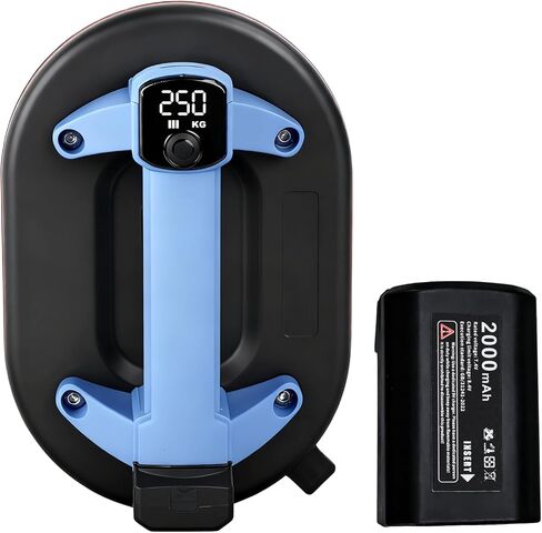 كوب شفط كهربائي 10 بوصة 600 رطل، شفط تلقائي لبدء التشغيل مع شاشة LED، بطارية مزدوجة 2000 مللي أمبير في الساعة من النوع C لرفع المعادن الثقيلة للبلاط الزجاجي in Kuwait