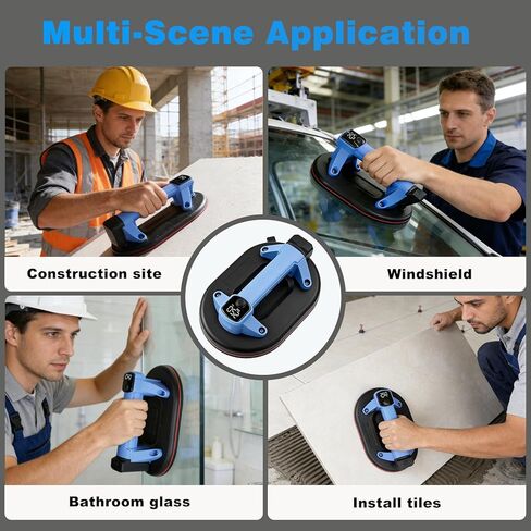 كوب شفط كهربائي 10 بوصة 600 رطل، شفط تلقائي لبدء التشغيل مع شاشة LED، بطارية مزدوجة 2000 مللي أمبير في الساعة من النوع C لرفع المعادن الثقيلة للبلاط الزجاجي in Kuwait