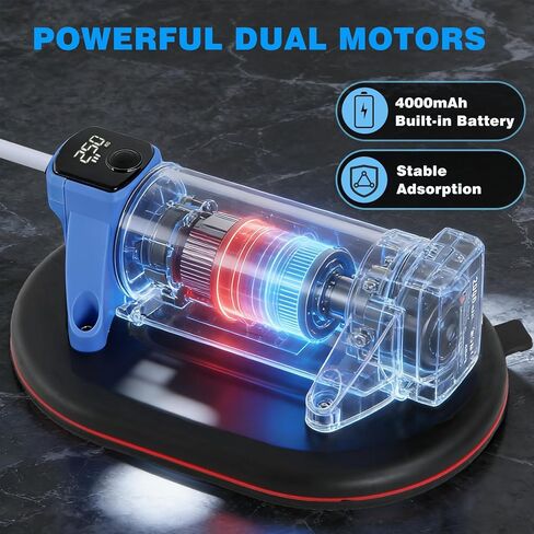 كوب شفط كهربائي 10 بوصة 600 رطل، شفط تلقائي لبدء التشغيل مع شاشة LED، بطارية مزدوجة 2000 مللي أمبير في الساعة من النوع C لرفع المعادن الثقيلة للبلاط الزجاجي in Kuwait