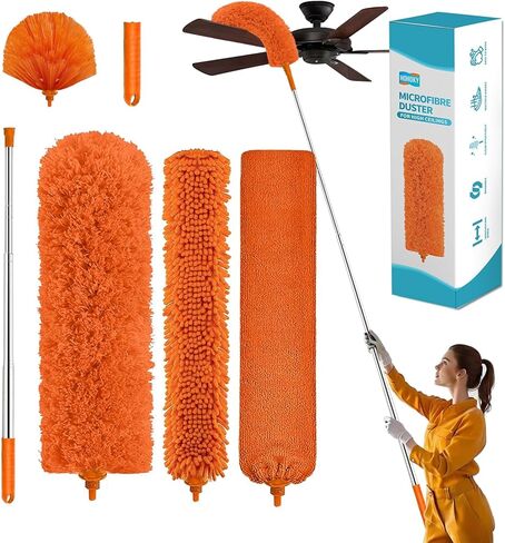 dusters for Cleaning extendable Long Handle，Webster Cobweb Duster with Extension Pole，Spider Web Remover Brush with Pole，Outdoor Web Cleaner Outside for use on Ceilings, cabinets, Walls, Light in Saudi Arabia