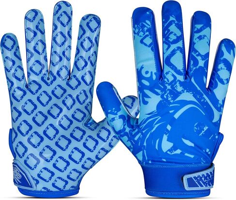 قفازات استقبال كرة القدم الزرقاء Velocity Pro - قفازات قبضة لزجة لجميع الأحوال الجوية للبالغين والشباب، بناء ليكرا مرن وقابل للتنفس، نخيل حلو للتحكم الفائق في الإمساك in Kuwait