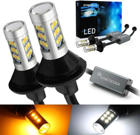 Syneticusa 7443 Error Free Canbus Ready Yellow/Amber LED Front/Rear Turn Signal Light Bulbs DRL Parking Lamp No Hyper Flash All in One in Kuwait