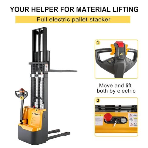 APOLLOLIFT مصعد كهربائي مكدس البليت رافعة شوكية مستودع رافع المواد أرجل ثابتة سعة 3300 رطل 98 بوصة كحد أقصى ارتفاع الرفع in Saudi Arabia