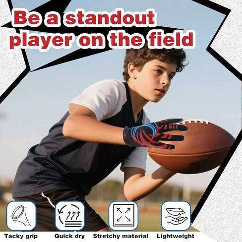 Whirlwind Youth Football Gloves,Flexible Fit Comfort,Impact Protection Wrist Support,Breathable Mesh for Teen Boys and Girls Sports,Gift for Christmas,Birthday in Saudi Arabia