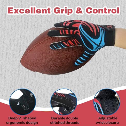 Whirlwind Youth Football Gloves,Flexible Fit Comfort,Impact Protection Wrist Support,Breathable Mesh for Teen Boys and Girls Sports,Gift for Christmas,Birthday in Saudi Arabia