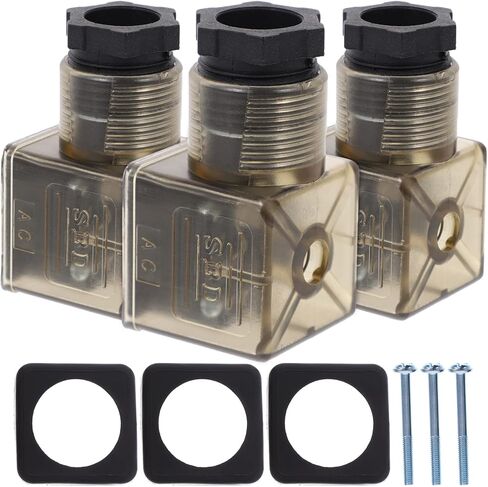 3pcs 43650a junction box solenoid accessories din 43650 connector hydraulic solenoid plug valves connector black case The electromagnetic valve rubber sb201 indicator in Saudi Arabia