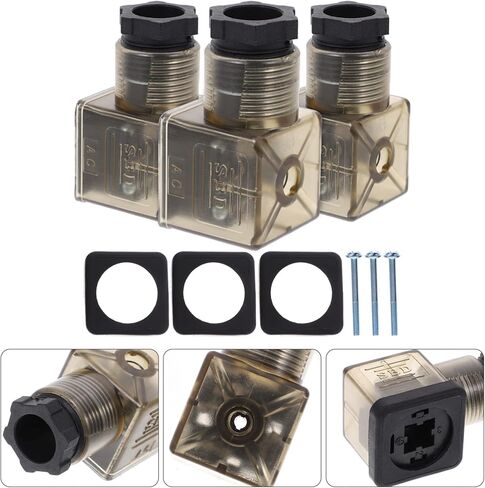 3pcs 43650a junction box solenoid accessories din 43650 connector hydraulic solenoid plug valves connector black case The electromagnetic valve rubber sb201 indicator in Saudi Arabia