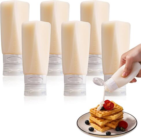 Set of 3 Leak Proof Silicone Travel Bottles Mini Sauce Dispensers Small Portable Salad Dressing Containers to Go for Lunch 3oz Squeeze Condiments Bottles Lunchbox Accessories in Kuwait