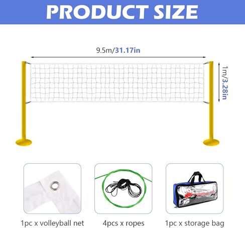 Professional Volleyball Net Outdoor,31.17x3.28ft Net, Canvas Edge Fitness Playground Volleyball Net in Kuwait