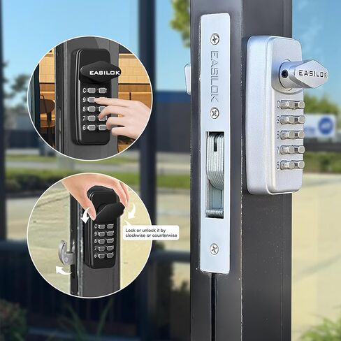 100% Keyless Keypad Storefront Lock, DIY Adams Rite Commercial Mortise Replacement, No-Drill Aluminum Entry Lock, Swing Deadbolt for Glass Doors (Black, Deadbolt 1-1/8") in Kuwait