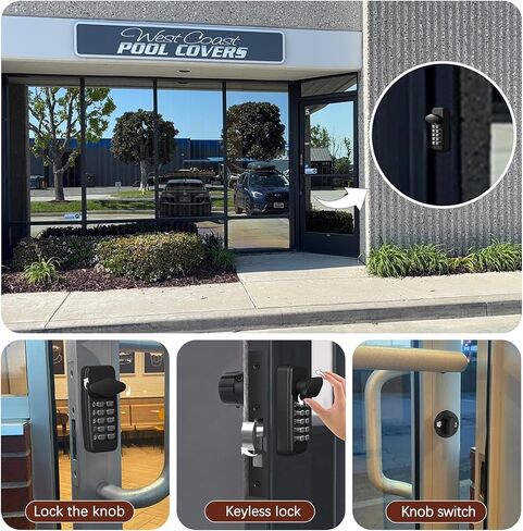 100% Keyless Keypad Storefront Lock, DIY Adams Rite Commercial Mortise Replacement, No-Drill Aluminum Entry Lock, Swing Deadbolt for Glass Doors (Black, Deadbolt 1-1/8") in Kuwait