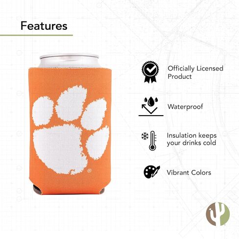 Desert Cactus Clemson University Can Insulator Tigers Beverage Cooler 1 Pack Foam 12oz Can Holder Single Sided (Design A) in Saudi Arabia