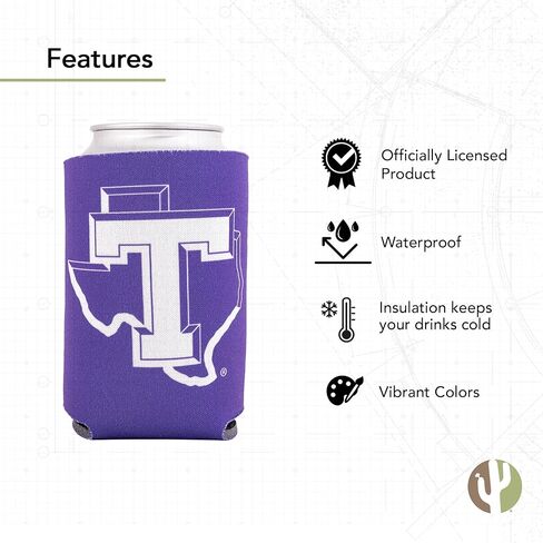 علبة عازلة لجامعة ولاية صبار الصحراء تارلتون TSU Texans، مبرد مشروبات، عبوة واحدة من الفوم، 12 أونصة، حامل علبة من جانب واحد (تصميم أ) in Saudi Arabia