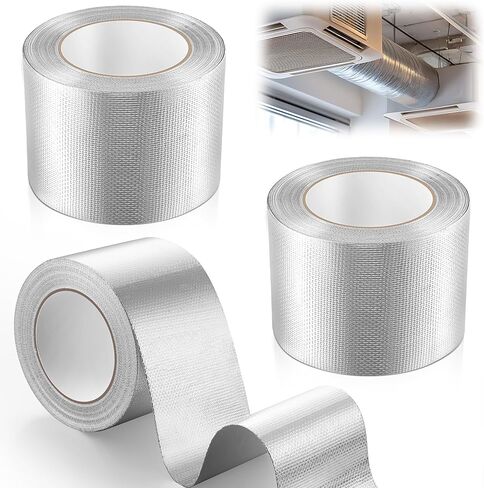Dreyoo 3 Rolls Adhesive Aluminum Foil Heat Shield Tape, 3‘' x 66 Ft Adhesive Aluminum Foil Fiberglass Heat Shield Tape for HVAC, Pipe, High Temp Protection in Saudi Arabia