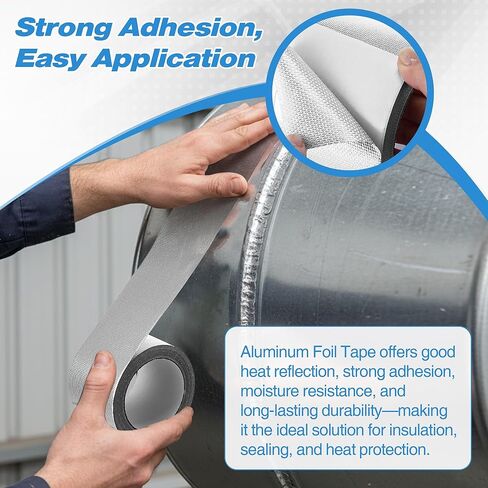 Dreyoo 3 Rolls Adhesive Aluminum Foil Heat Shield Tape, 3‘' x 66 Ft Adhesive Aluminum Foil Fiberglass Heat Shield Tape for HVAC, Pipe, High Temp Protection in Saudi Arabia