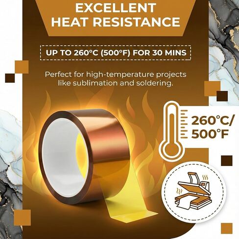 4 Rolls 2inch x 33m(108ft) Polyimide High Temperature Resistant Tape Heat Transfer Tape No Residue Heat-Resistant Tape for Electric Task 3D Printers DIY Crafts (Dark Brown) in Saudi Arabia