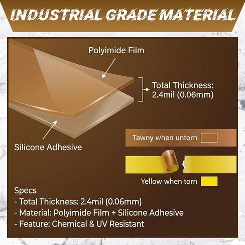 4 Rolls 2inch x 33m(108ft) Polyimide High Temperature Resistant Tape Heat Transfer Tape No Residue Heat-Resistant Tape for Electric Task 3D Printers DIY Crafts (Dark Brown) in Saudi Arabia