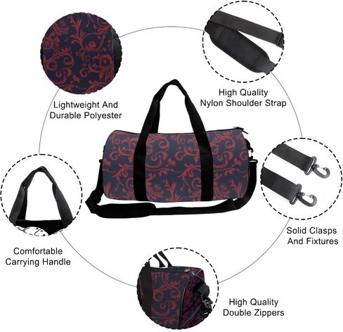 Ornate Vintage Foliage Stain-Resistant Gym Bag With Shoe Compartment Oxford Tote Bags Adjustable Shoulder Strap, Convertible Carry Backpack Cute Carry On Bag For Work Gym Backpack For Men in Kuwait