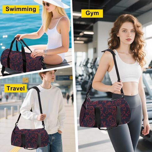 Ornate Vintage Foliage Stain-Resistant Gym Bag With Shoe Compartment Oxford Tote Bags Adjustable Shoulder Strap, Convertible Carry Backpack Cute Carry On Bag For Work Gym Backpack For Men in Kuwait