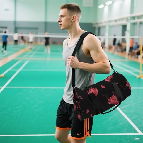 Crimson Floral Bloom Easy Clean Women Bag Oxford Tote Bags Adjustable Shoulder Strap, Convertible Carry Backpack Retro Gym Bag For Baseball Soccer Gym Backpack in Kuwait