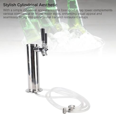 VINGVO Dual Faucet Kegerator Tower, Stainless Steel Draft Beer Tower Dispenser Kit for Party Bar Pub Restaurant, Crafted from Premium Stainless Steel in Saudi Arabia