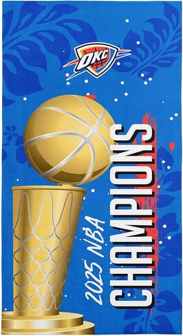 Northwest Oklahoma City Thunder 2025 NBA Champions Blackboard Beach Towel, Official 30" x 60" Printed Cotton Towel, Soft & Absorbent NBA Finals Fan Gear for Pool, Beach, or Game Day in Saudi Arabia