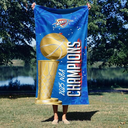 Northwest Oklahoma City Thunder 2025 NBA Champions Blackboard Beach Towel, Official 30" x 60" Printed Cotton Towel, Soft & Absorbent NBA Finals Fan Gear for Pool, Beach, or Game Day in Saudi Arabia