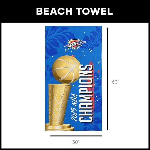 Northwest Oklahoma City Thunder 2025 NBA Champions Blackboard Beach Towel, Official 30" x 60" Printed Cotton Towel, Soft & Absorbent NBA Finals Fan Gear for Pool, Beach, or Game Day in Saudi Arabia