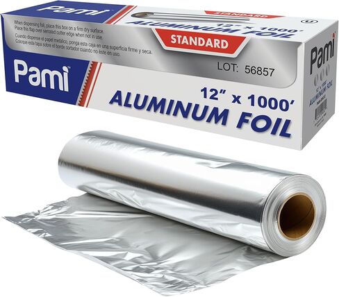 لفة رقائق الألومنيوم من PAMI، رقائق ألومنيوم قياسية طويلة جدًا لتخزين الطعام والطهي والخبز والشوي، رقائق متينة من درجة الطعام للاستخدام المنزلي والتجاري (18 بوصة × 1000 قدم) in Kuwait