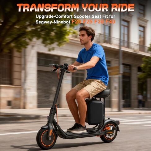 Electric Scooter Seat Compatible with Segway Ninebot F20 F25 F30 F40 Seat Attachment for Adult with 10L Large Storage Bag, Cup Holder, PU Cushion in Kuwait