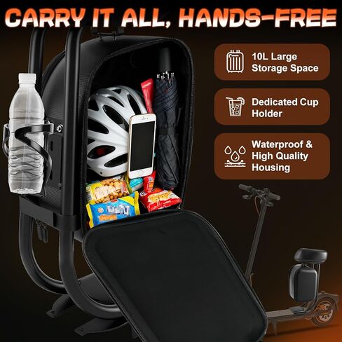 Electric Scooter Seat Compatible with Segway Ninebot F20 F25 F30 F40 Seat Attachment for Adult with 10L Large Storage Bag, Cup Holder, PU Cushion in Kuwait