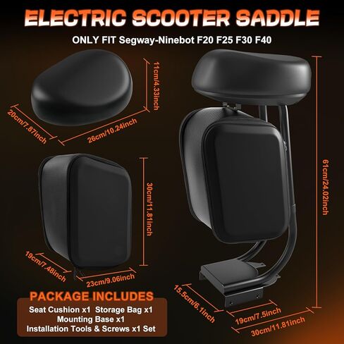 Electric Scooter Seat Compatible with Segway Ninebot F20 F25 F30 F40 Seat Attachment for Adult with 10L Large Storage Bag, Cup Holder, PU Cushion in Kuwait