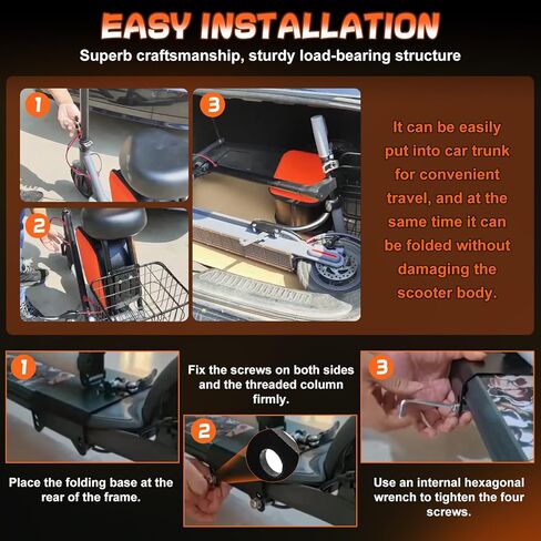 Electric Scooter Seat Compatible with Segway Ninebot F20 F25 F30 F40 Seat Attachment for Adult with 10L Large Storage Bag, Cup Holder, PU Cushion in Kuwait