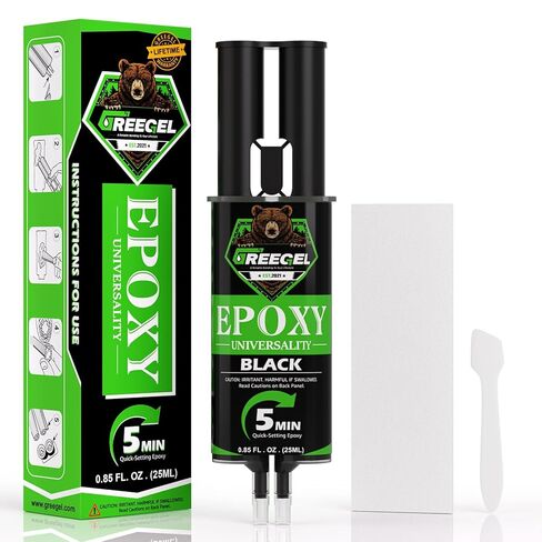 صمغ إيبوكسي رمادي مكون من جزأين - لاصق إيبوكسي لمدة 5 دقائق، حقنة 0.85 أونصة (عبوة من قطعتين)، غراء راتنجات إيبوكسي قوي للغاية باللون الرمادي لإصلاح المعادن والخشب والبلاستيك in Kuwait