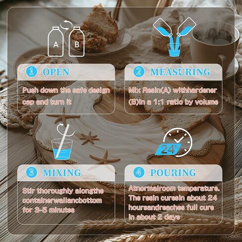 راتنجات إيبوكسي سطح الطاولة، طقم إيبوكسي راتنج شفاف كريستالي 31.98 أونصة مع مقاومة للأشعة فوق البنفسجية، تسوية ذاتية، آمنة للطعام، نسبة سهلة 1: 1 لأسطح الطاولات، وأعمال النجارة، وطلاء البار والسطح in Kuwait