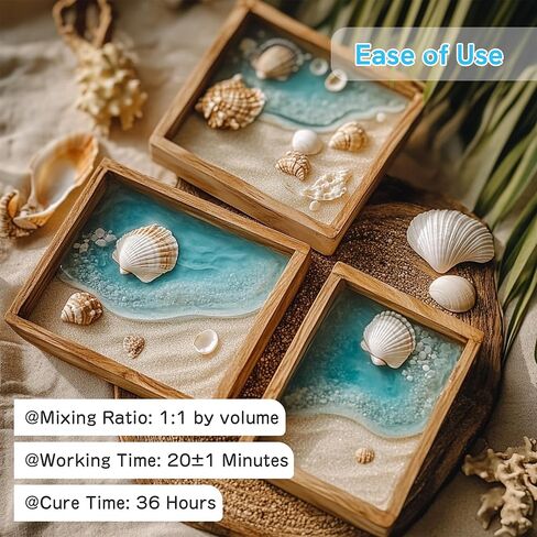 راتنجات إيبوكسي سطح الطاولة، طقم إيبوكسي راتنج شفاف كريستالي 31.98 أونصة مع مقاومة للأشعة فوق البنفسجية، تسوية ذاتية، آمنة للطعام، نسبة سهلة 1: 1 لأسطح الطاولات، وأعمال النجارة، وطلاء البار والسطح in Kuwait