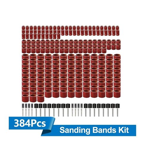 384pcs Sanding Drums 80-600 Grit Sanding Bands Sleeves with Drum for Nail Drill Rotary Abrasive Tools in Saudi Arabia