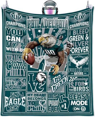 Football Blanket Gifts for Men 50" X 60", City Football Lovers Fan Gifts Sports Fan Throw Blankets for Sofa Bed Bedroom Living Room Football Blanket Merch Gear Suff Midnight Green in Saudi Arabia