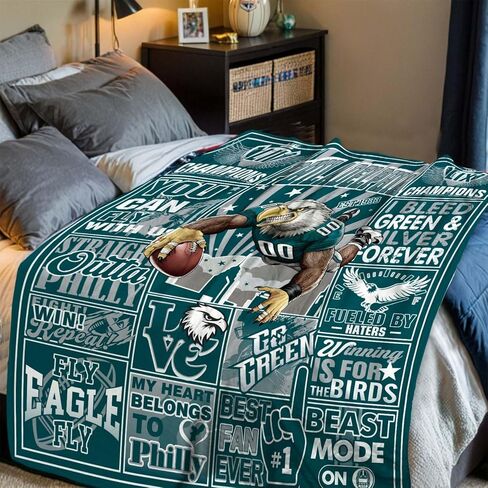 Football Blanket Gifts for Men 50" X 60", City Football Lovers Fan Gifts Sports Fan Throw Blankets for Sofa Bed Bedroom Living Room Football Blanket Merch Gear Suff Midnight Green in Saudi Arabia