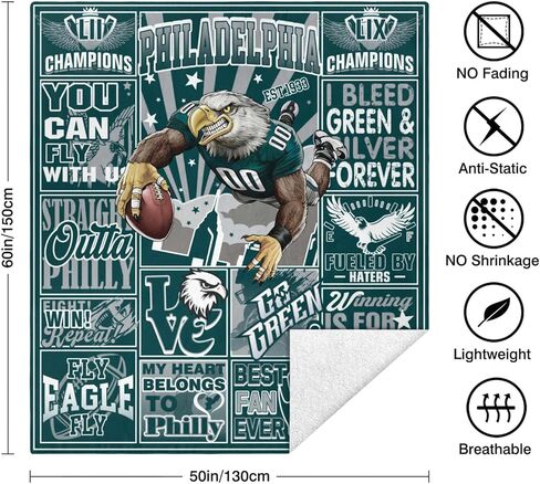 Football Blanket Gifts for Men 50" X 60", City Football Lovers Fan Gifts Sports Fan Throw Blankets for Sofa Bed Bedroom Living Room Football Blanket Merch Gear Suff Midnight Green in Saudi Arabia