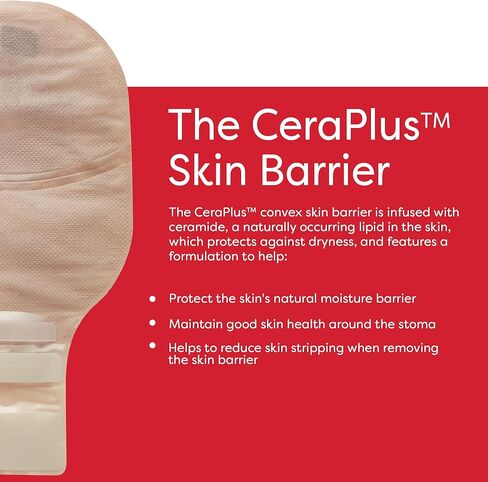 Hollister 8918 CeraPlus Convex 1-Piece 12" Drainable Ostomy Pouch, Cut-to-Fit up to 1-1/2", Beige with Viewing Option, Pack of 5 in Saudi Arabia