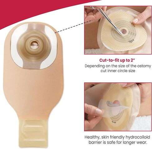 Hollister 8918 CeraPlus Convex 1-Piece 12" Drainable Ostomy Pouch, Cut-to-Fit up to 1-1/2", Beige with Viewing Option, Pack of 5 in Saudi Arabia