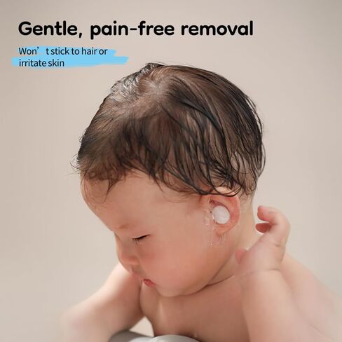 Waterproof Ear Patches for Baby, 2.68" x 1.73" Disposable Silicone Ear Covers with Absorbent Cotton Pad, Self-Adhesive Breathable Oval Ear Patch for Bathing and Swimming in Kuwait