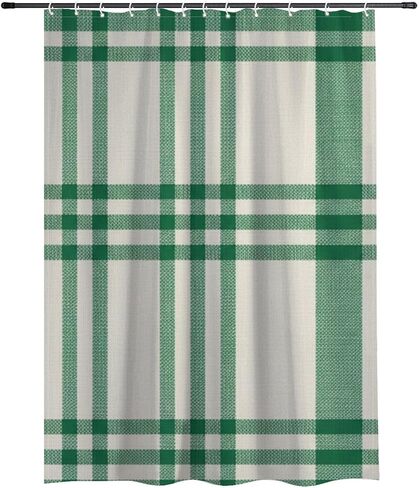 ستارة دش لطيفة منقوشة باللون الأخضر والبيج مع خطافات، ستارة دش صيفية مقاومة للماء في منتصف القرن، ستائر لطيفة للعطلات من القماش قابلة للغسل لديكور RV 60 × 72 بوصة in Kuwait