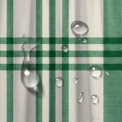 ستارة دش لطيفة منقوشة باللون الأخضر والبيج مع خطافات، ستارة دش صيفية مقاومة للماء في منتصف القرن، ستائر لطيفة للعطلات من القماش قابلة للغسل لديكور RV 60 × 72 بوصة in Kuwait