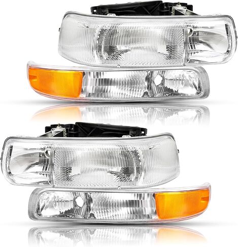 المصابيح الأمامية في Chrome Housing Plaction for 99-02 Chevy Silverado 00-06 Suburban Tahoe ، Amber Side Clear Lens in Saudi Arabia