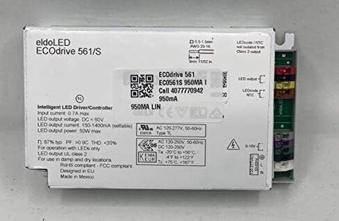 ECOdrive 561/S 950MA LIN، ECOdrive، 50W، 0-10V، قناة تحكم واحدة، تيار ثابت، خرج 1x 55V، تغذية جانبية، مربع معدني 950MA LIN، 231YCP in Kuwait