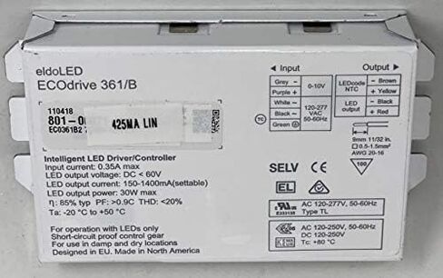 ECOdrive 361/B 425MA LIN، EC0361B، 30 وات، 0-10 فولت، قناة تحكم واحدة، تيار ثابت، خرج 1x 55 فولت، تغذية سفلية، مربع معدني 425MA LIN، 232A92 in Kuwait