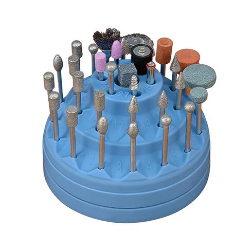 حامل رؤوس مثقاب دوار 360 درجة من DZQ للأدوات الدوارة - 31 فتحة في 3 أحجام، قاعدة غير قابلة للانزلاق، حامل منظم لملحقات مطحنة العمود المرن، قطع النقش، وأدوات صنع المجوهرات in Kuwait